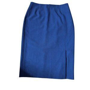 Tahari ASL Navy Blue Pencil Skirt‎ Size 4 Sexy Slit Classic Basic Work Office